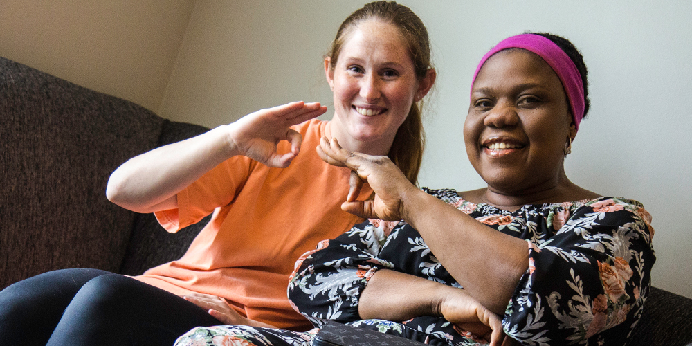 Sara Glynn-Green and Favour Chika-Okafor practice their mini-Whooshes.