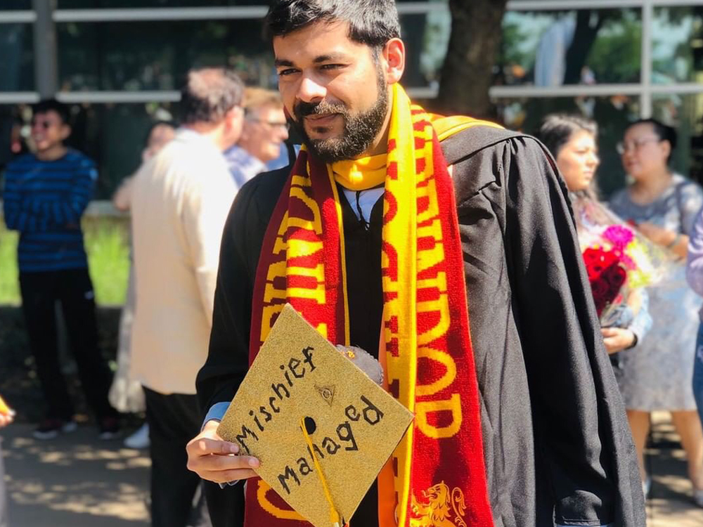 Graduation cap that reads mischief managed